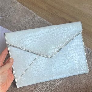 Rebecca Minkoff White Crocodile-Embossed Clutch
